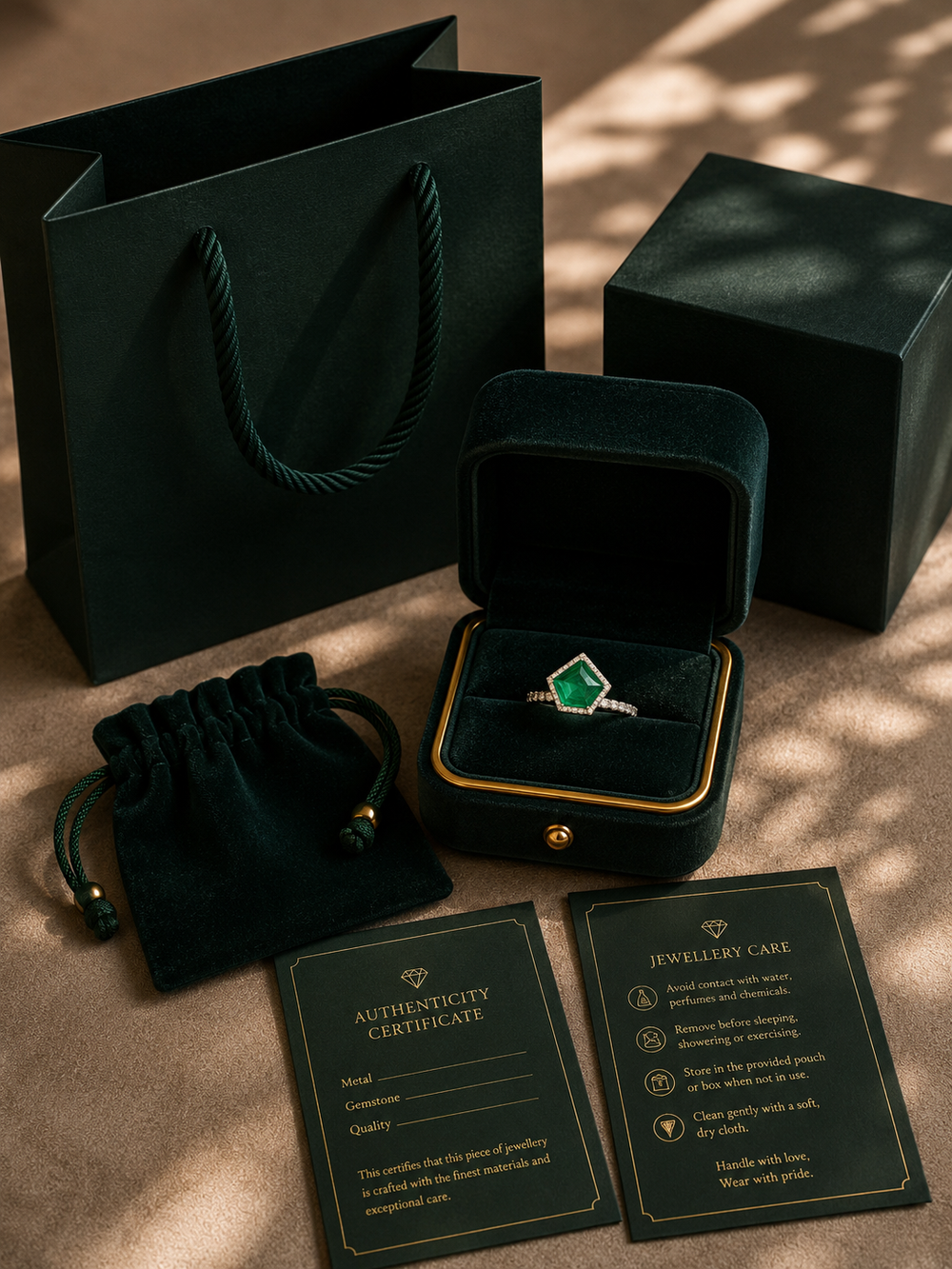 Verdant Grace Emerald Halo Ring