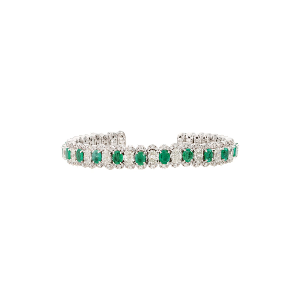 Verde Oval Diamond Emerald Bracelet in 18K Gold