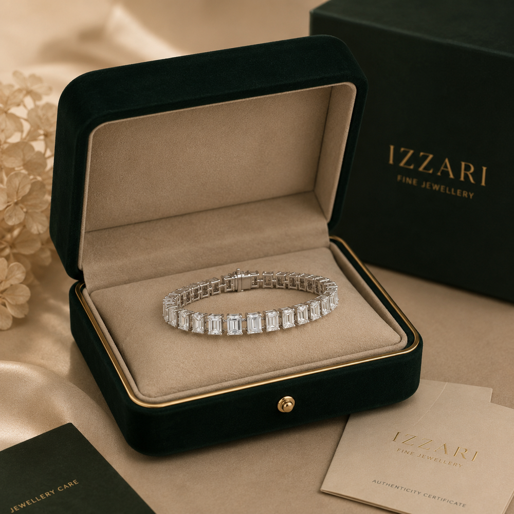 Émeraude Emerald Cut Diamond Tennis Bracelet in 18K White Gold