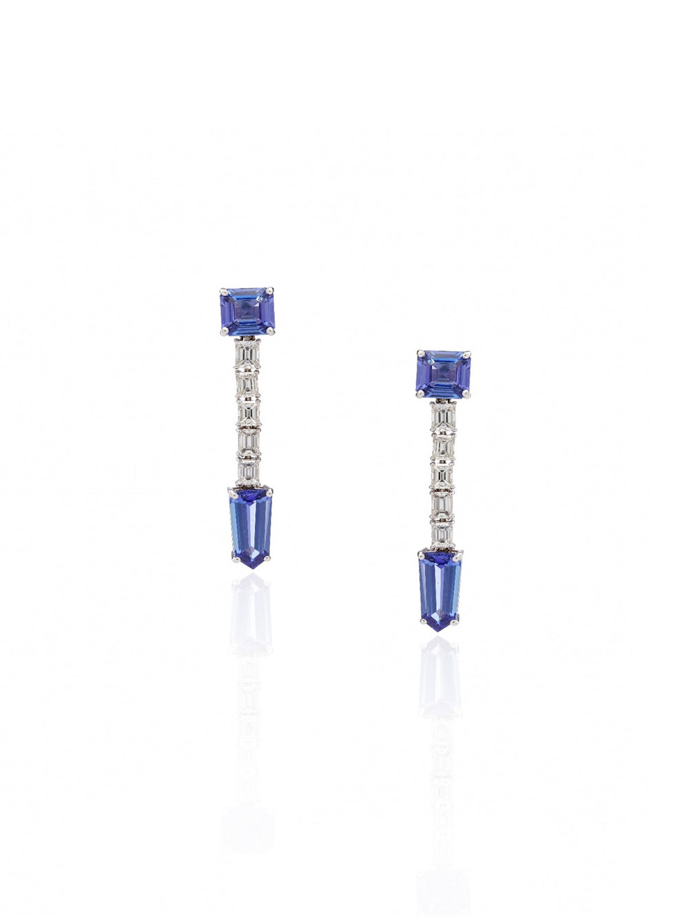 Sapphire Line Diamond Drop Earrings