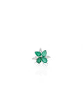 Emerald Butterfly Diamond Ring in 18K White Gold
