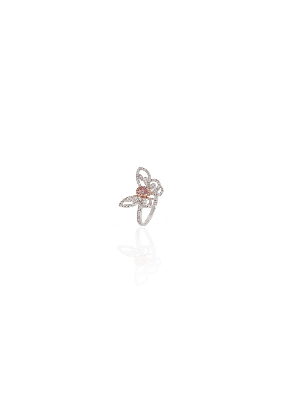 Butterfly Blush Diamond Ring in 18K White Gold