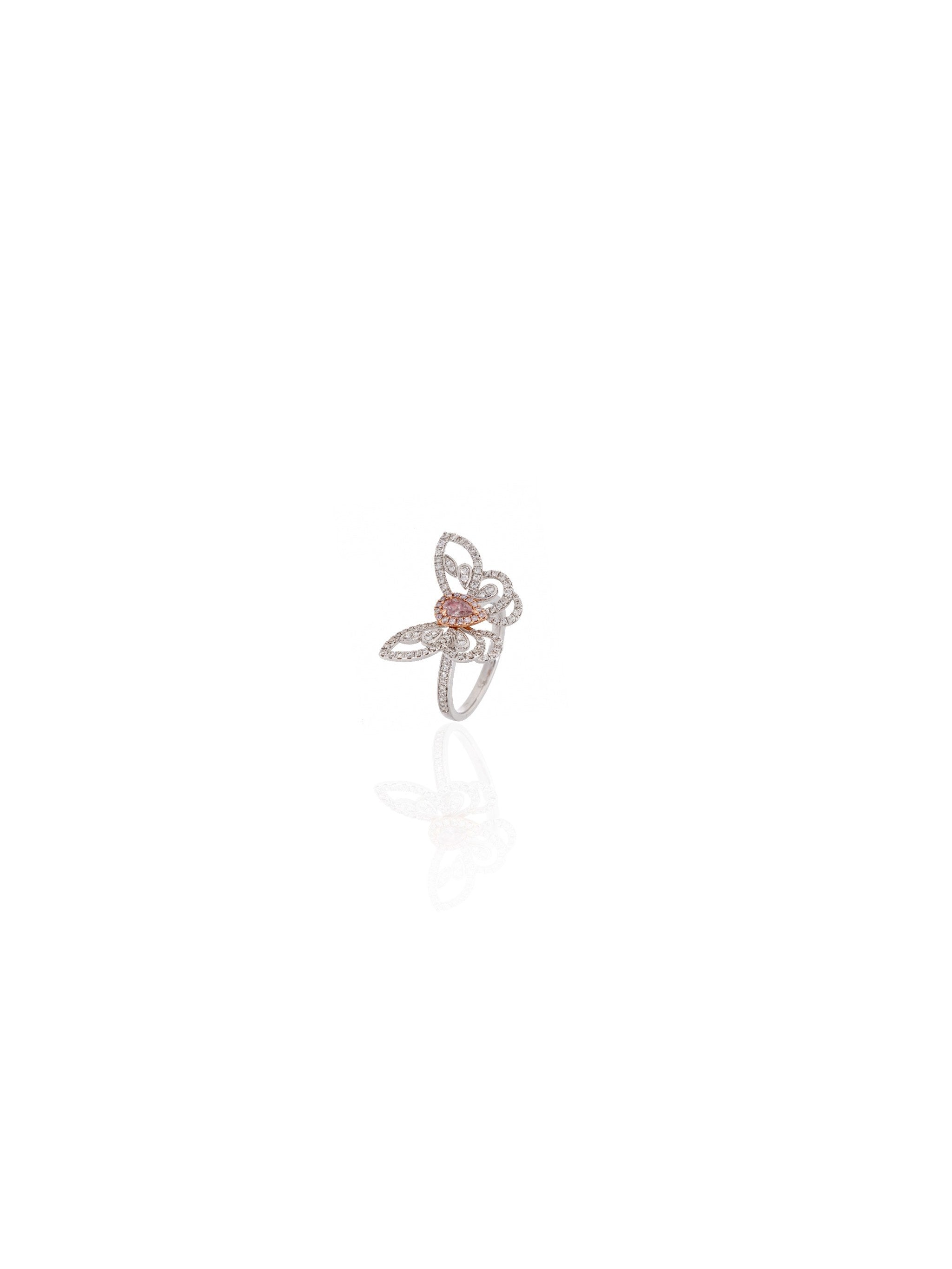 Butterfly Blush Diamond Ring in 18K White Gold