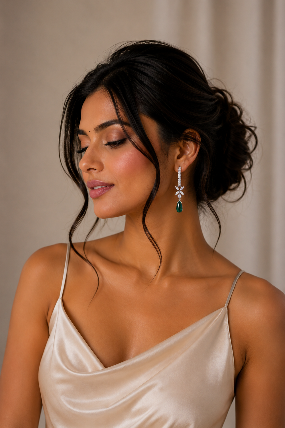 Izzari Verde Lumière Emerald Diamond Drop Earrings