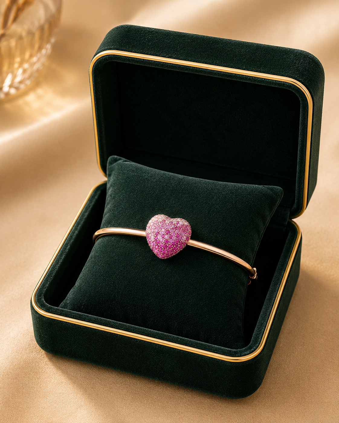 Disco Heart Strawberry Diamond Bracelet in 18K Rose Gold