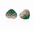 Green Diamond Halo Stud Earrings in 18K White Gold | Luxury Fine Jewellery