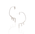 18K White Gold Diamond Ear Cuff Chain Earrings