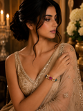 Navratan Polki Heritage Bracelet in 18K Gold