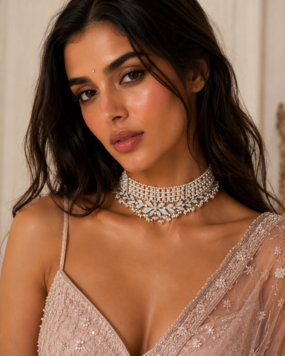 LaJoya Crescent Diamond Necklace in 18K Gold