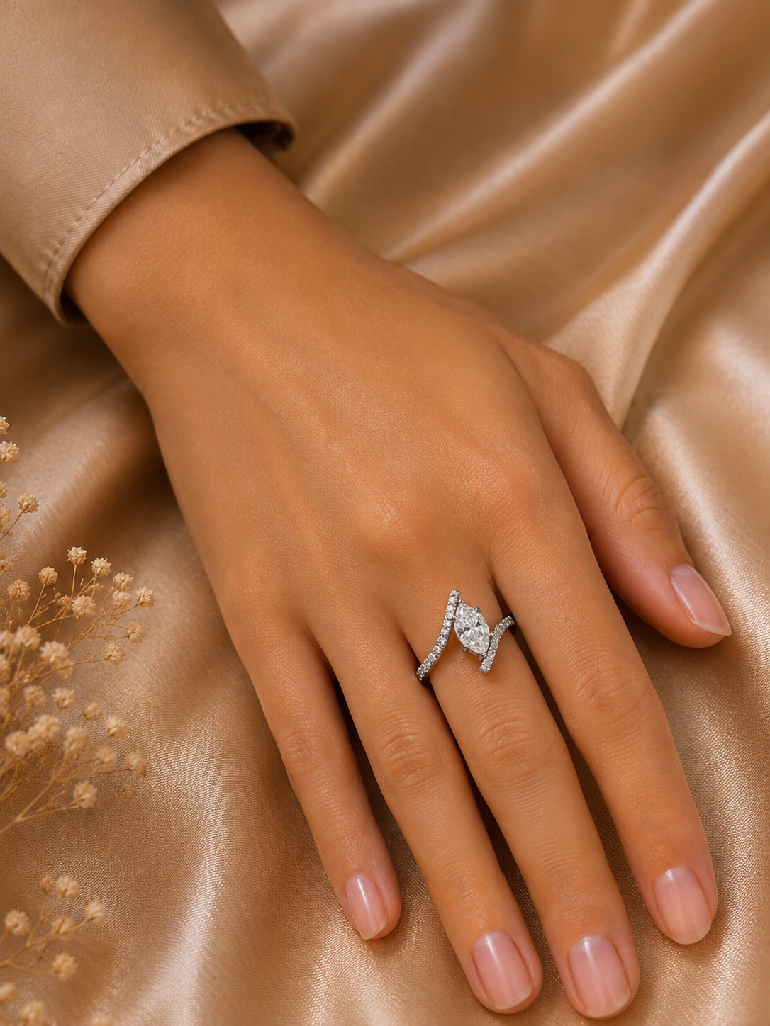 Celestial Wave Marquise Diamond Ring