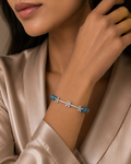 Jasmine Aqua Celeste Diamond Bracelet in 18K White Gold
