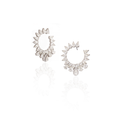 18K White Gold Black Diamond Floral Hoop Earrings