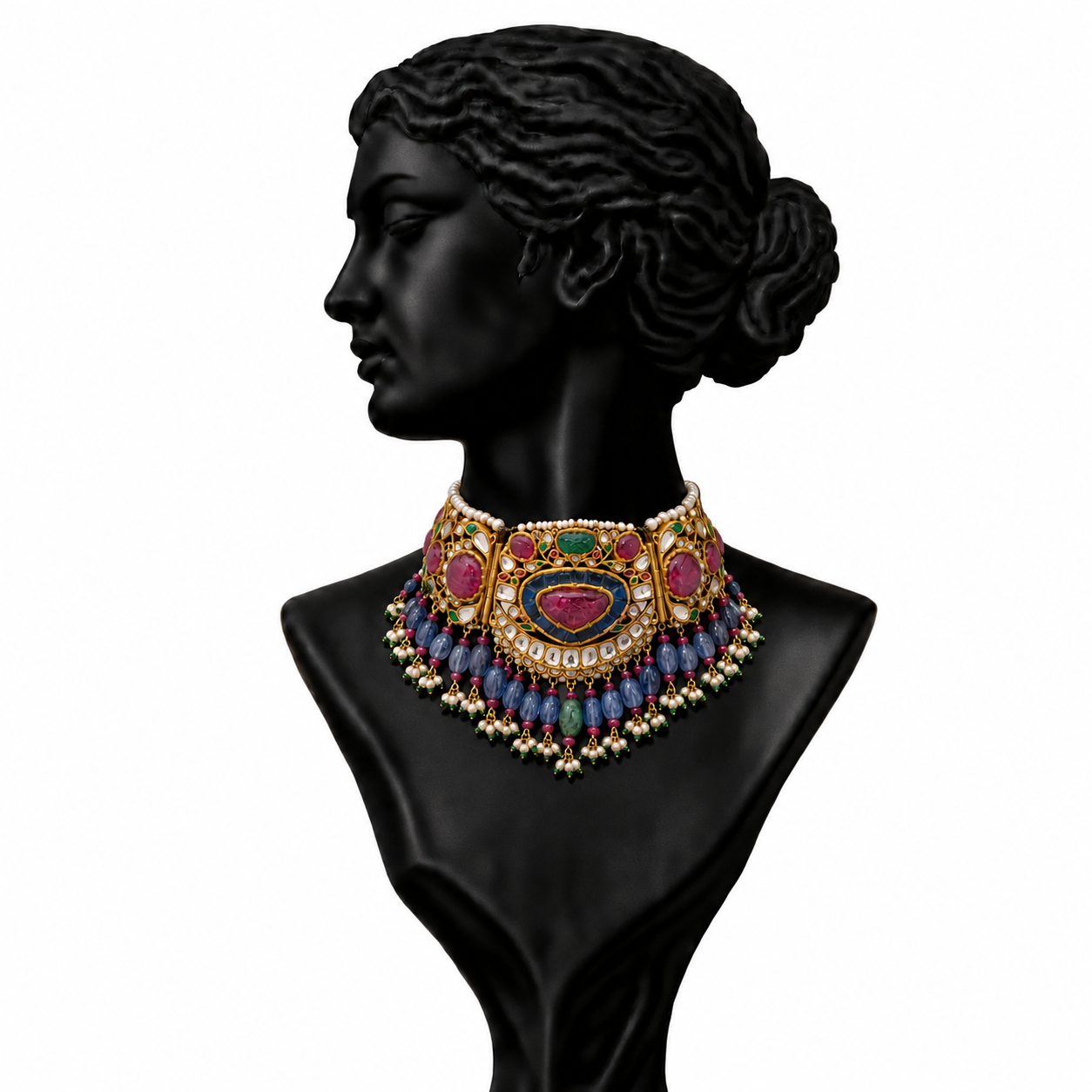Maharani Polki Kundan Statement Necklace in 22K Gold | Luxury Heritage Fine Jewellery