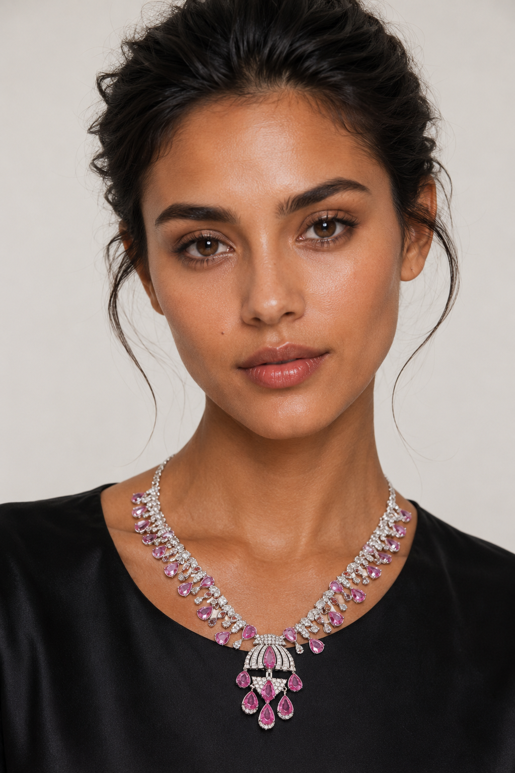 Izzari Ruby Elegance Diamond Necklace in 18K Gold