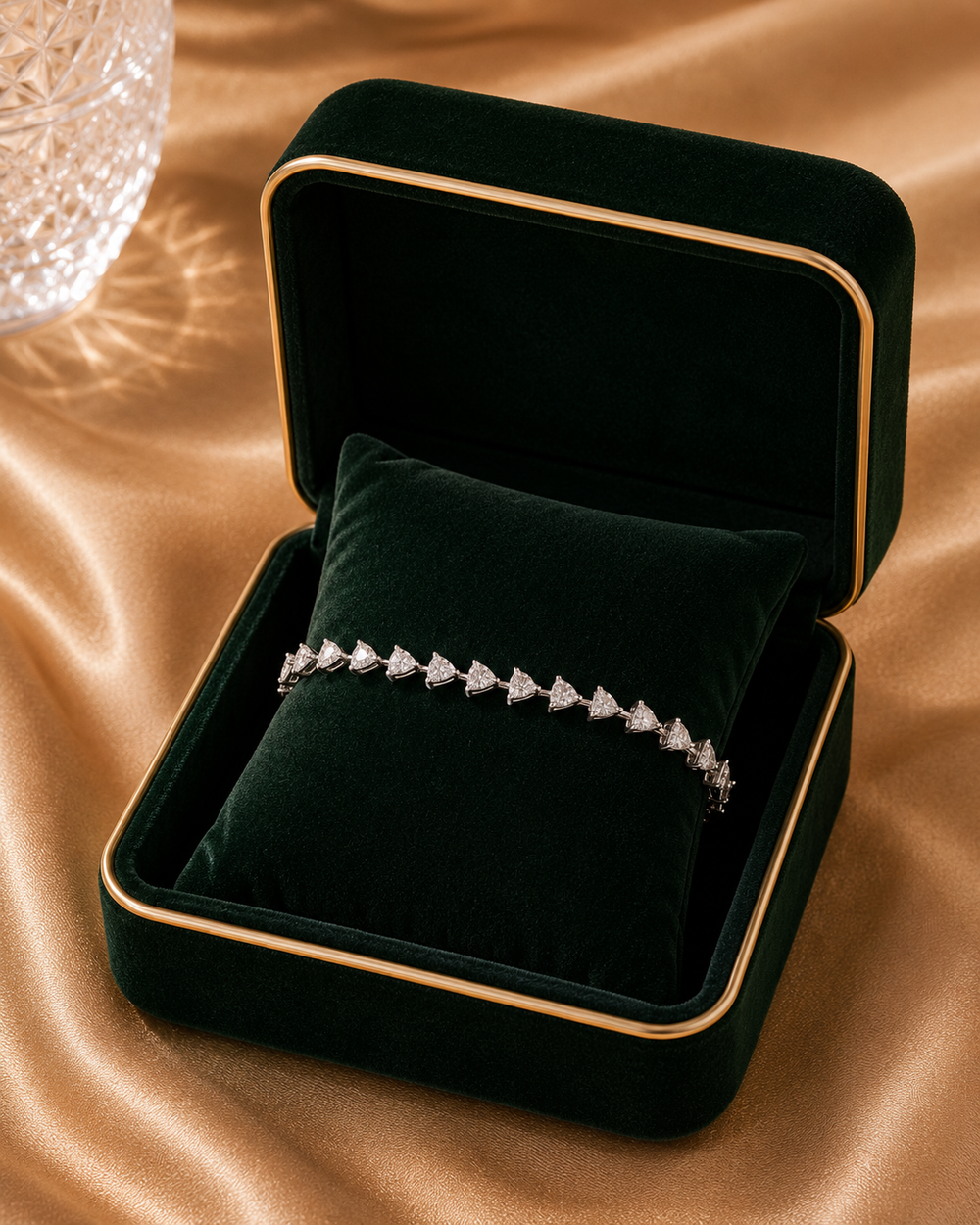 Triluxe Trillion Cut Diamond Tennis Bracelet in 18K White Gold