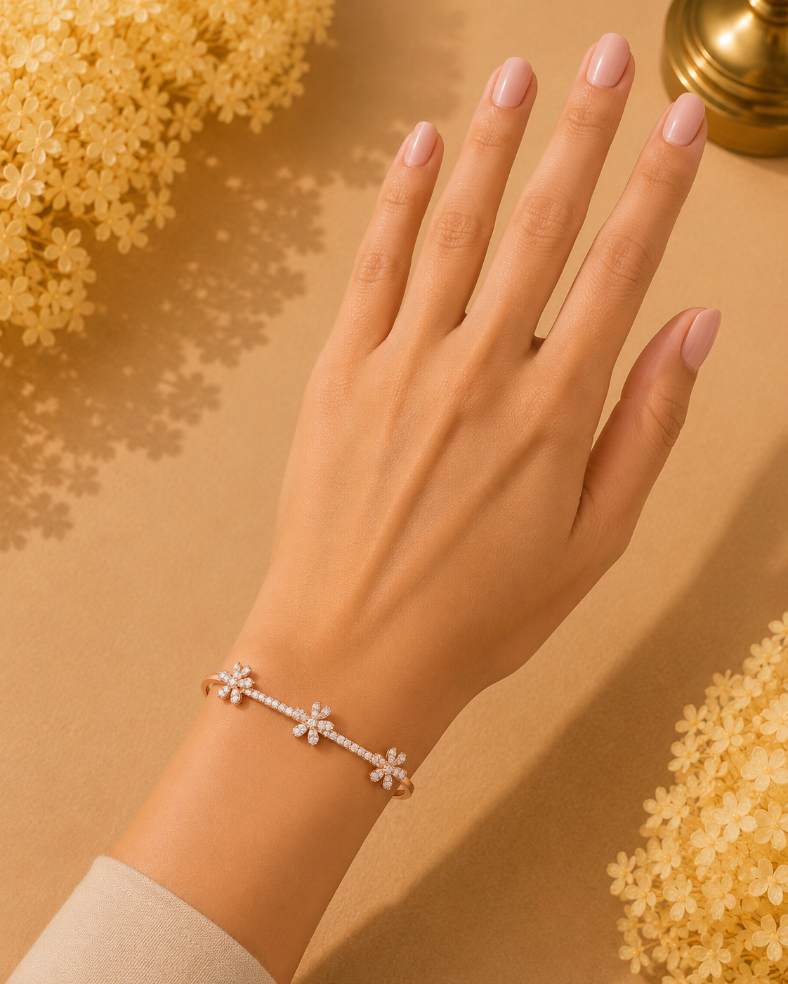 Fleuré Diamond Floral Bracelet in 18K Yellow Gold