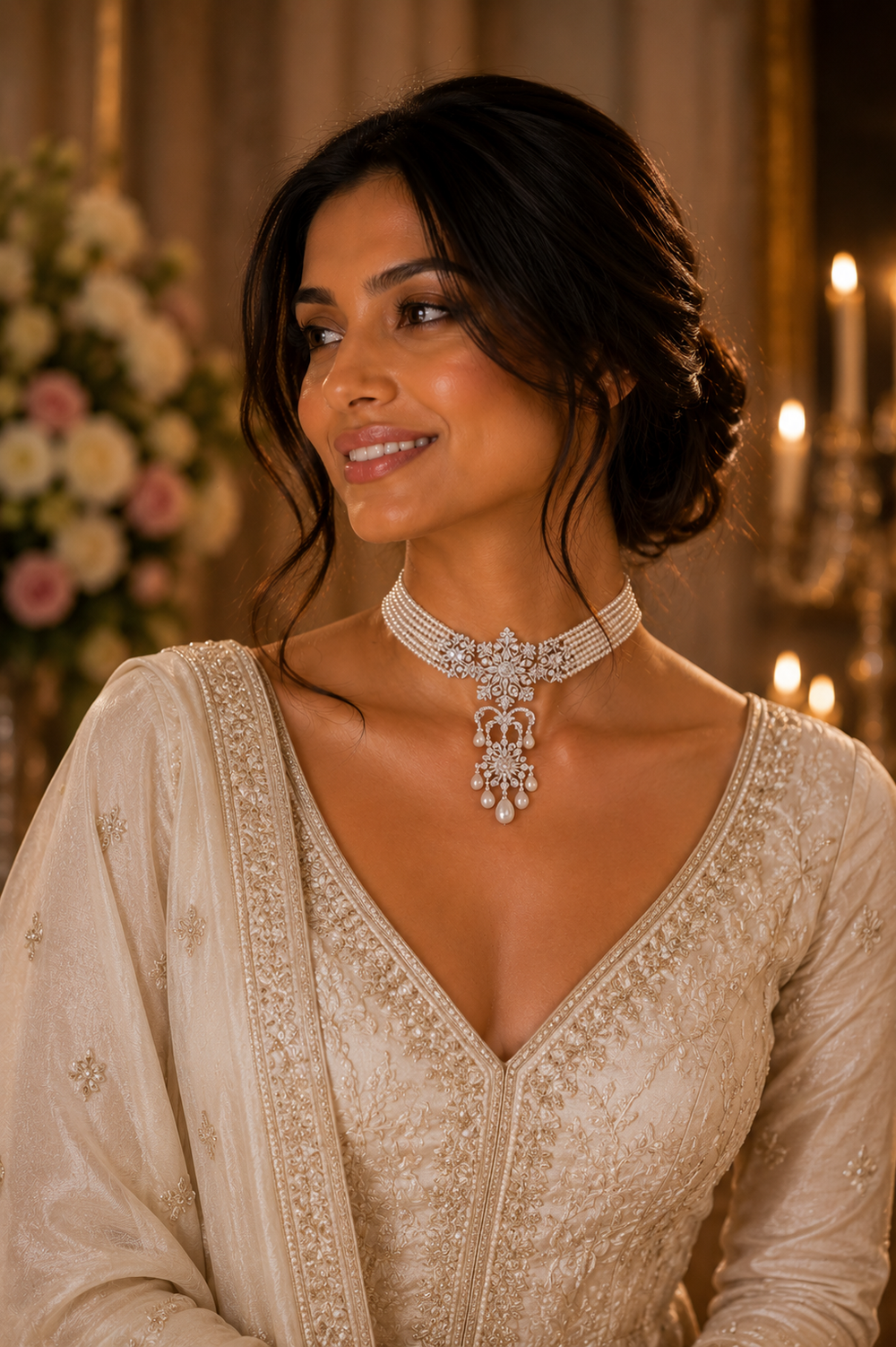 Regalia Pearl Drop Diamond Necklace in 18K Gold | Luxury Statement Fine Jewellery
