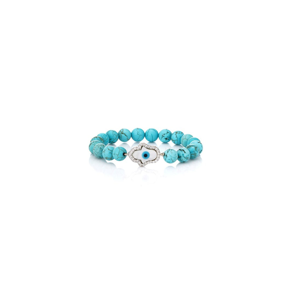 Blue Evil Eye Bracelet | 14K Gold & Natural Diamonds