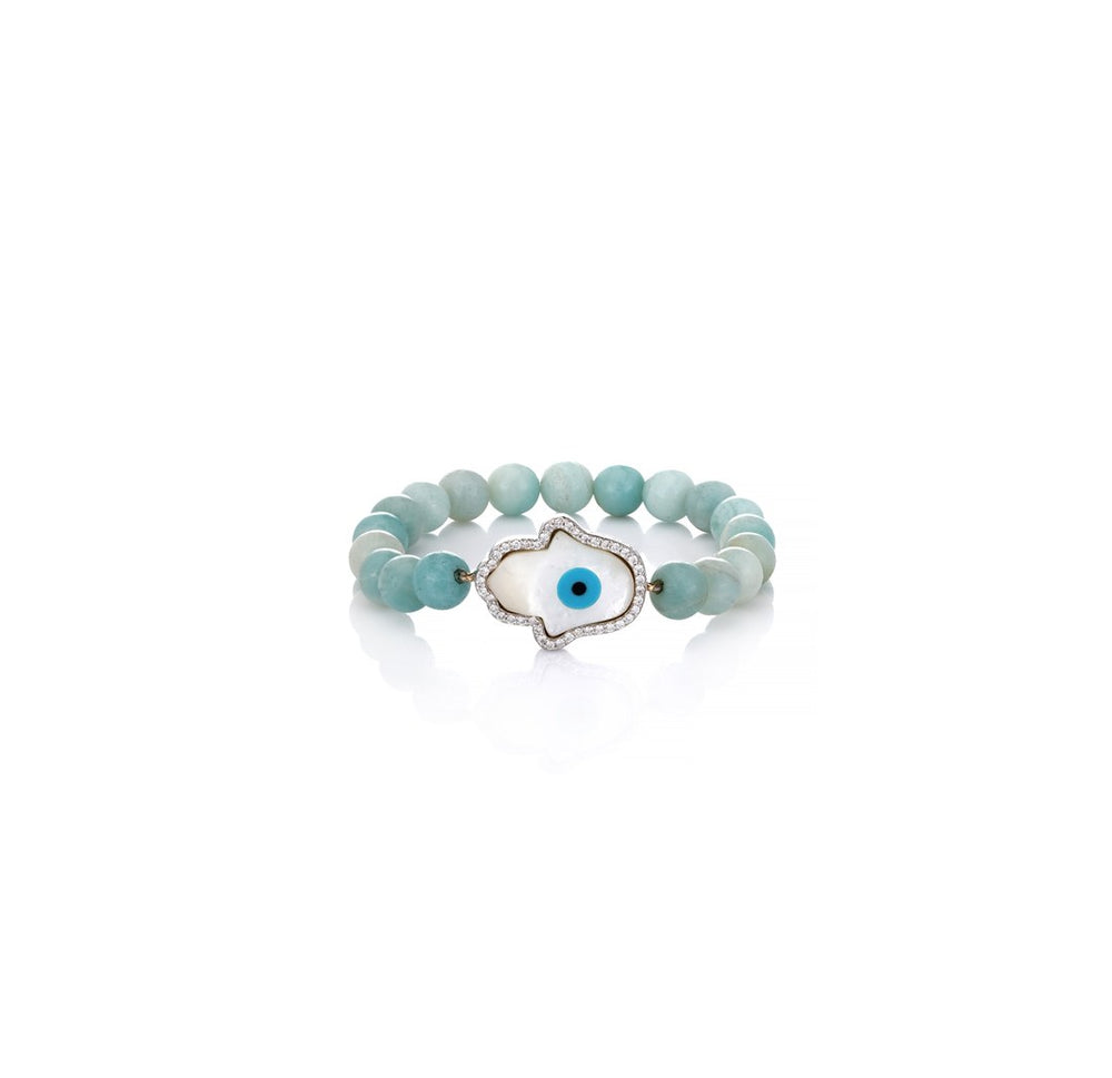 Mint Evil Eye Bracelet | 14K Gold & Natural Diamonds