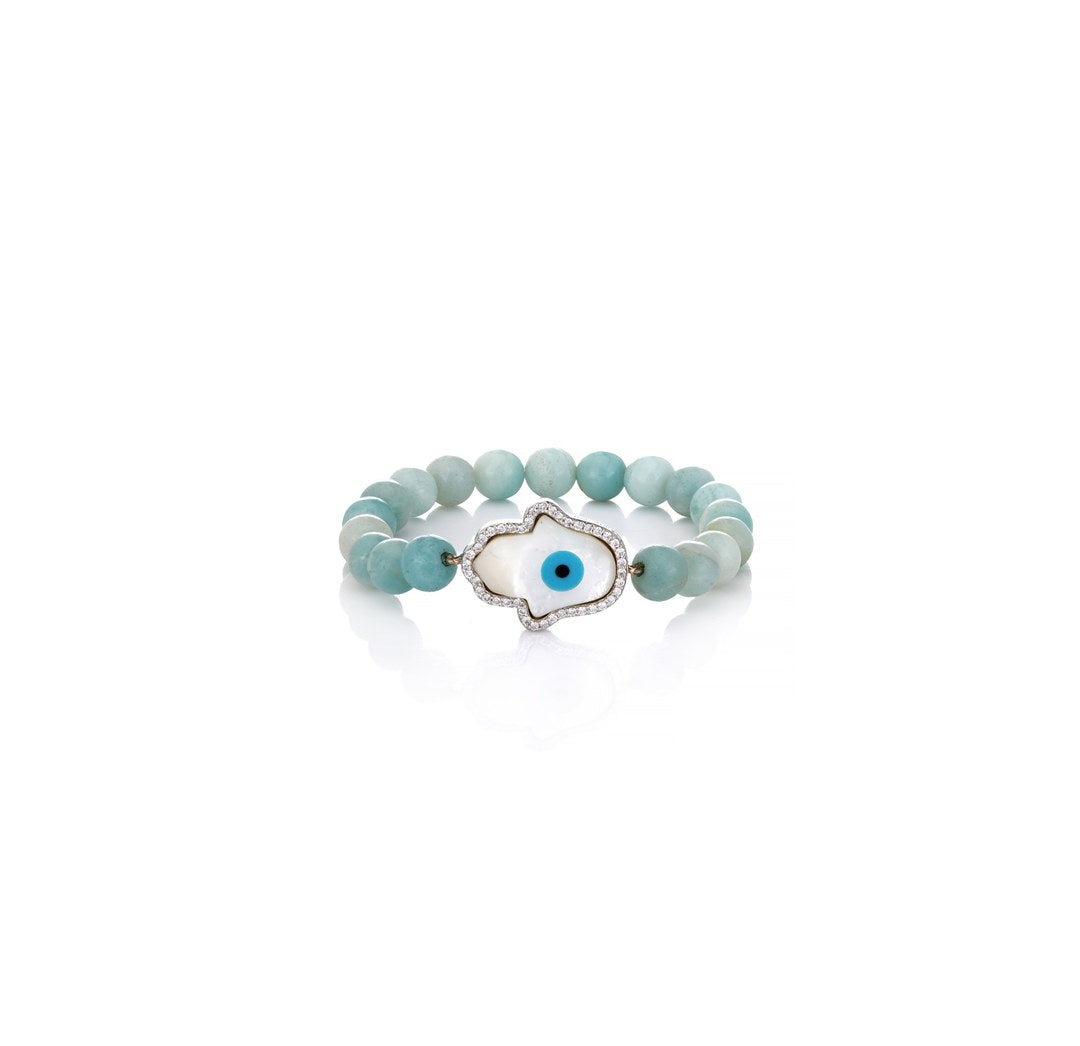 Mint Evil Eye Bracelet | 14K Gold & Natural Diamonds