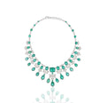 18K White Gold Emerald Diamond Statement Necklace