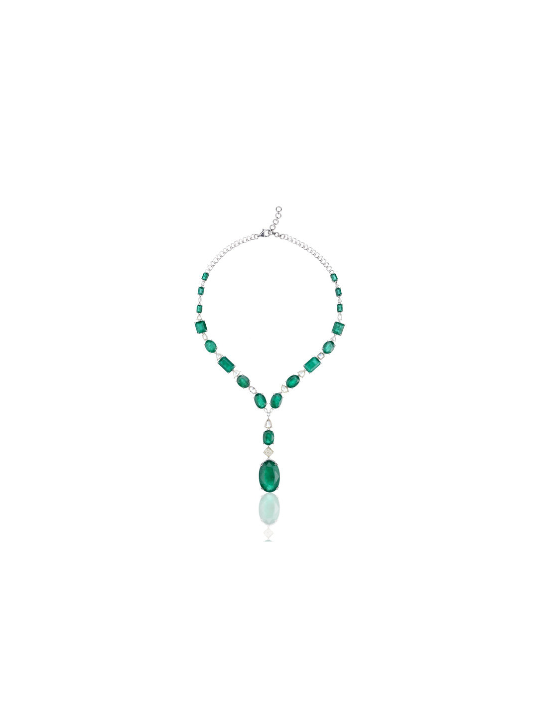Rose Cut Emerald Statement Necklace in 18K Gold