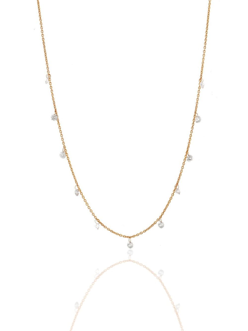 Delicate Diamond Chain Necklace in 18K Gold