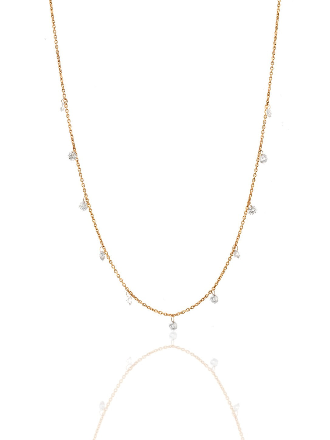 Delicate Diamond Chain Necklace in 18K Gold