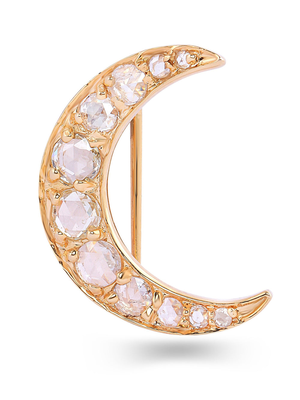 Luxury Rose Cut Natural Diamond Brooch in 14K Gold
