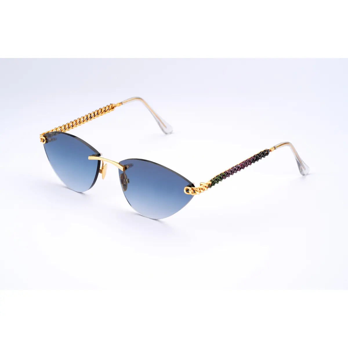 14K Gold Rectangular Diamond Sunglasses