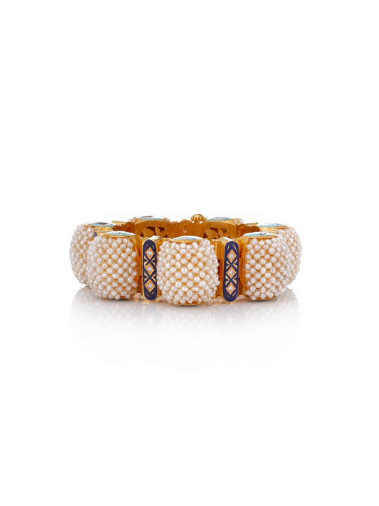 Noor Basra Pearl Heritage Bangle in 22K Gold