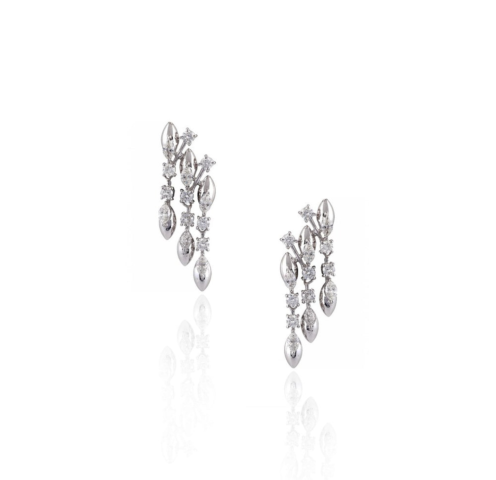 18K White Gold Pink Gemstone Diamond Earrings