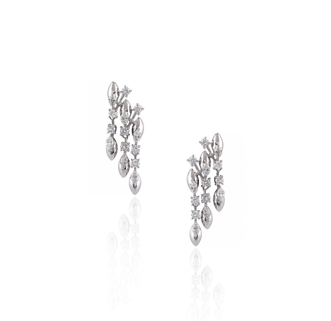 18K White Gold Pink Gemstone Diamond Earrings