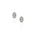 18K White Gold Emerald Halo Diamond Earrings