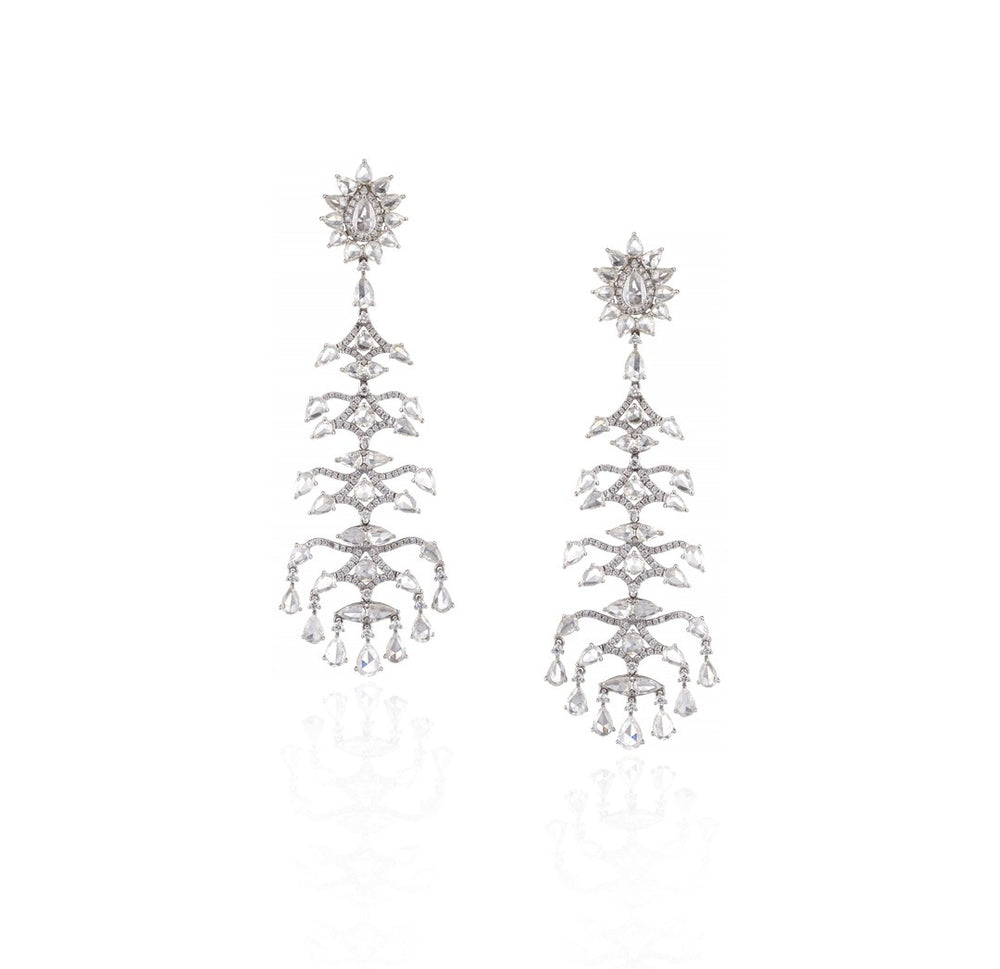 18K White Gold Diamond Chandelier Earrings