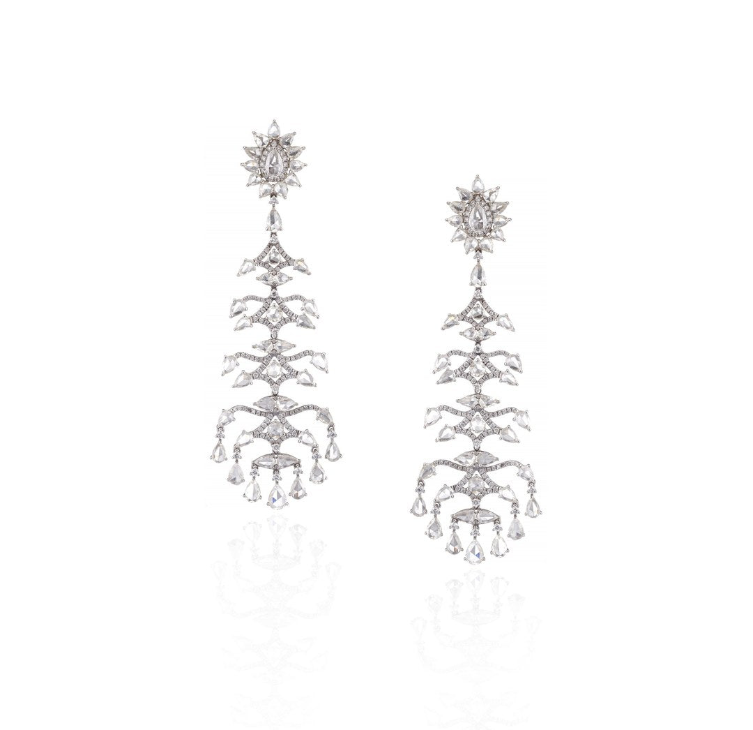 18K White Gold Diamond Chandelier Earrings