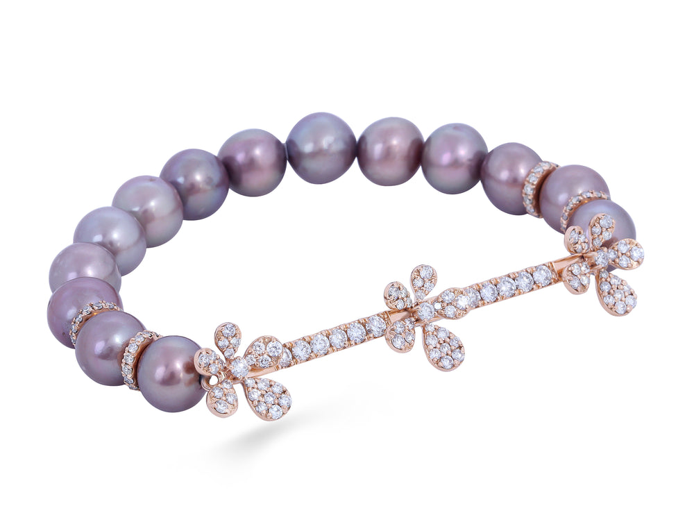 Jasmine Charm Pearl Diamond Bracelet in 18K White Gold