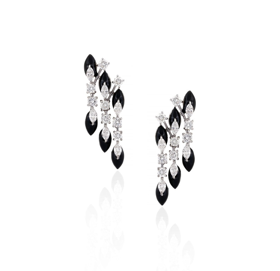 18K White Gold - Diamond Drop Earrings