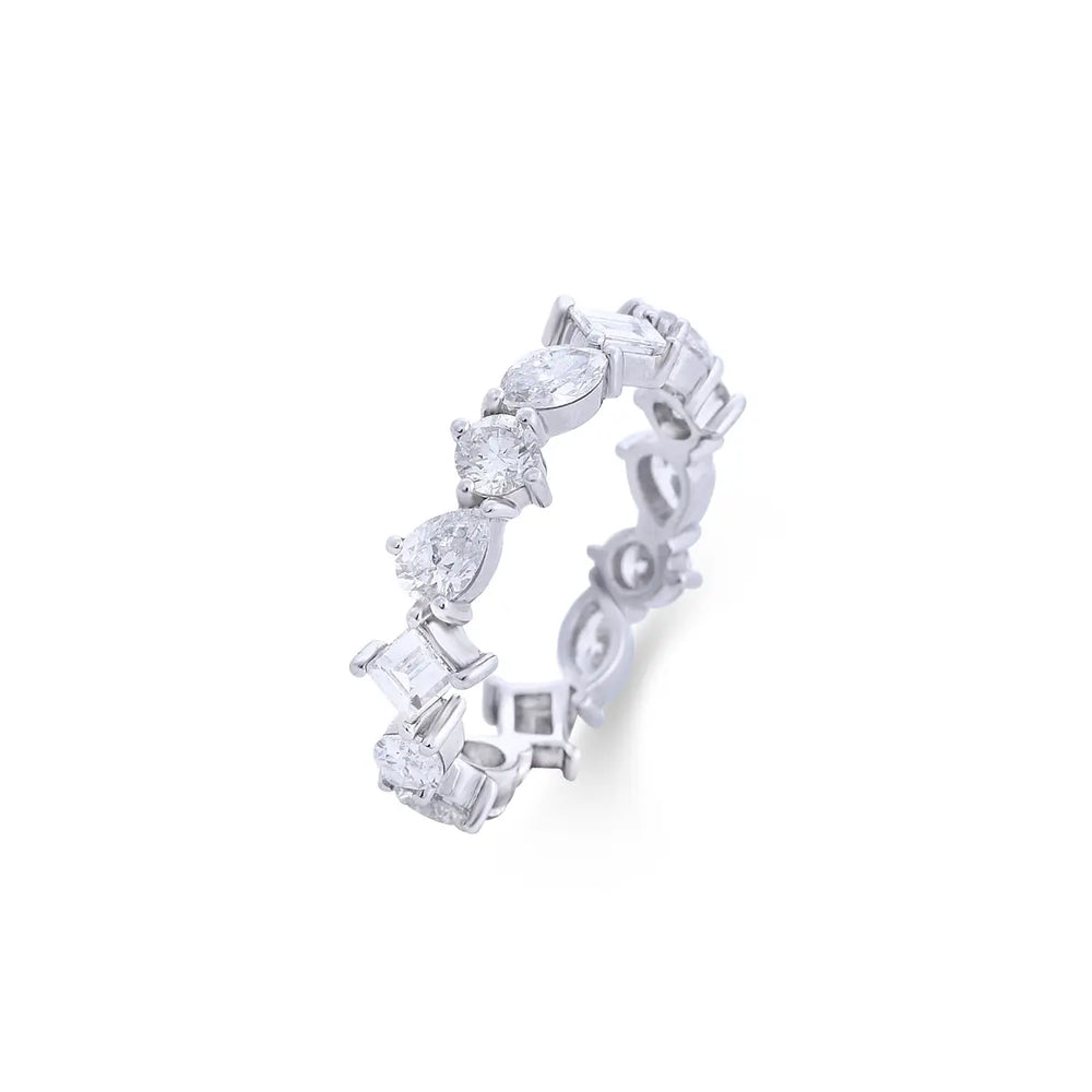 18K White Gold Diamond Chevron Eternity Ring