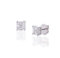 18K White Gold Emerald Cut Diamond Stud Earrings