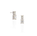 18K White Gold Geometric Diamond Drop Earrings
