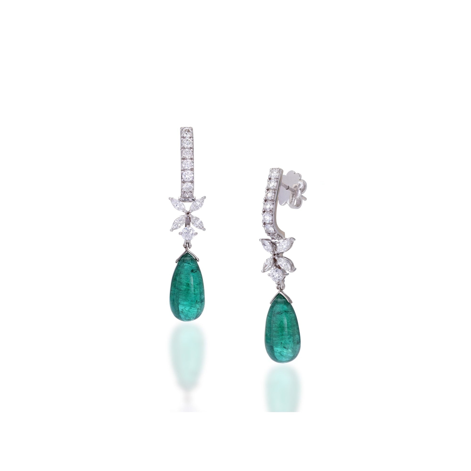 Izzari Verde Lumière Emerald Diamond Drop Earrings