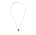 18K White Gold Blue Sapphire Diamond Pendant Necklace