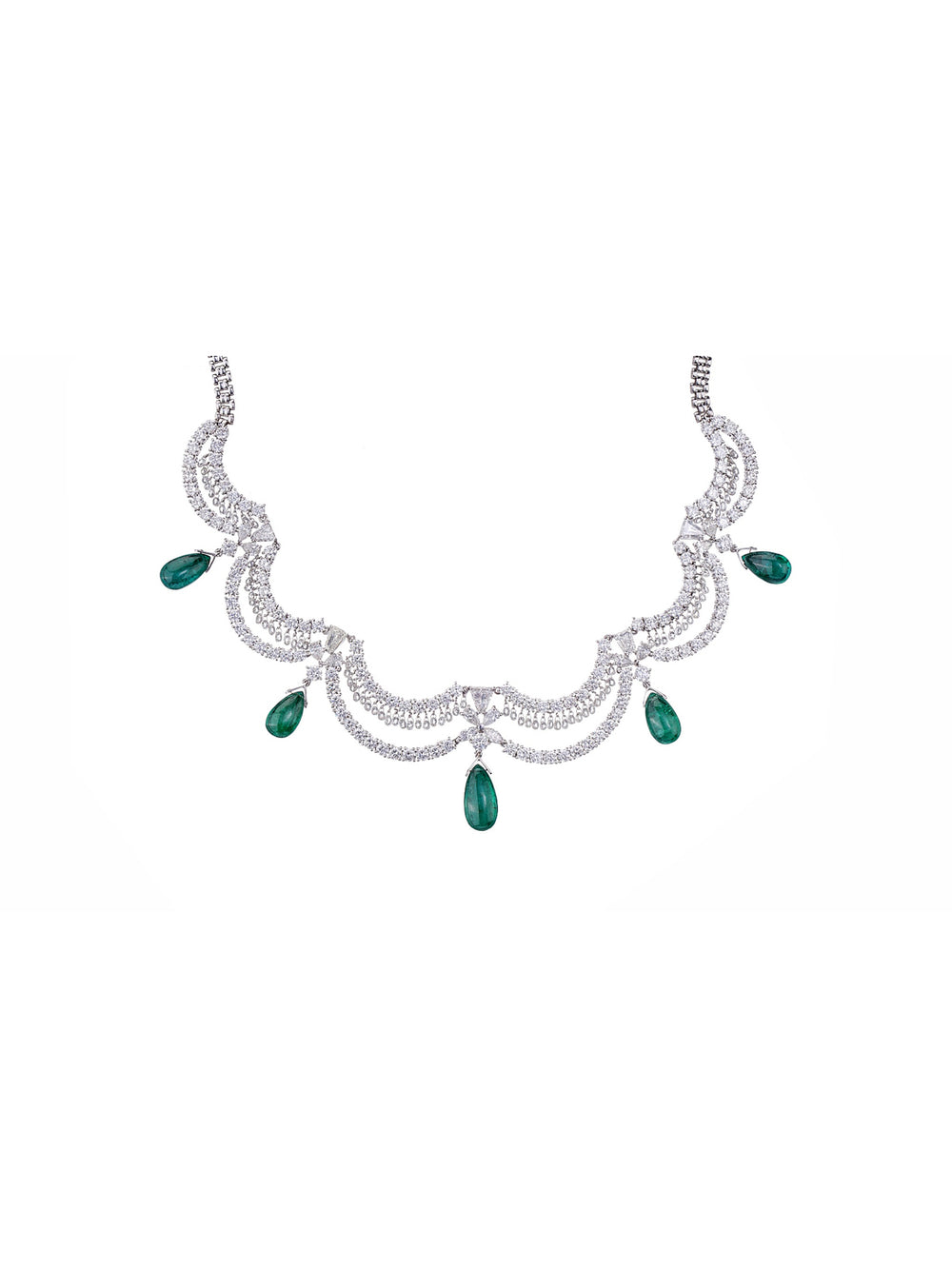 Emerald Diamond Couture Necklace in 18K Gold