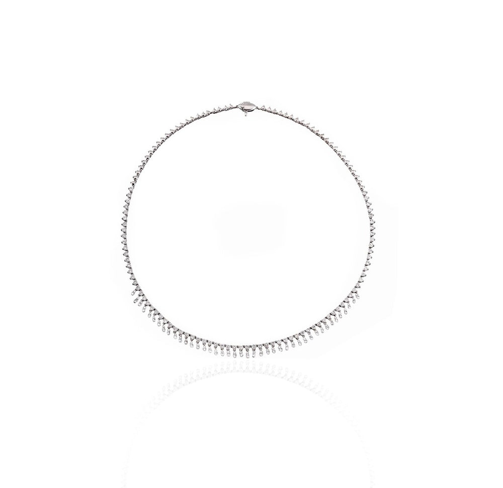 18K White Gold Diamond Tennis Necklace