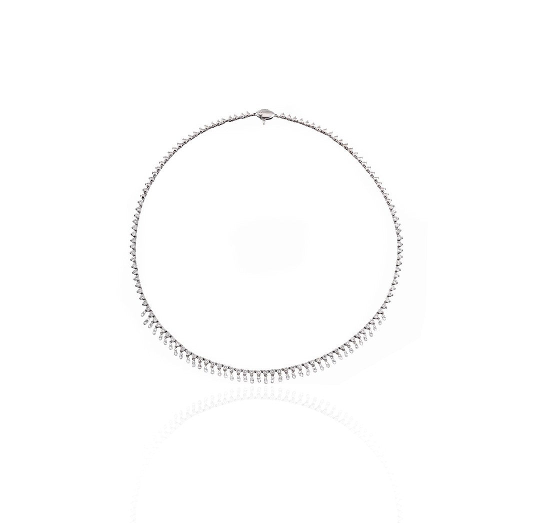 18K White Gold Diamond Tennis Necklace