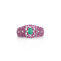 Rosé Verde Ruby Emerald Diamond Bracelet in 14K Gold