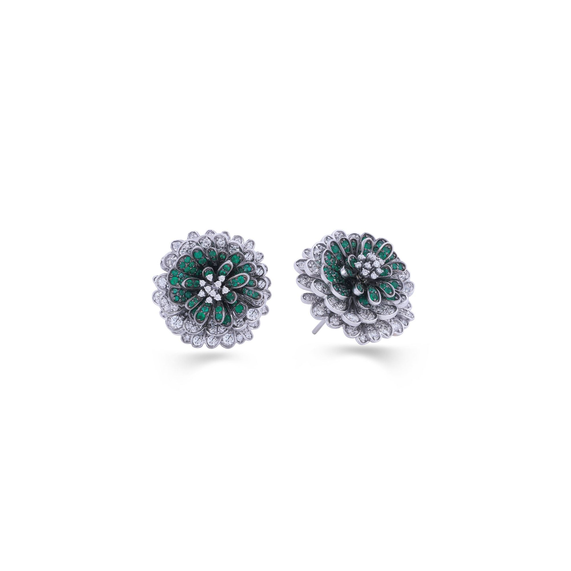 Verde Royale Emerald Diamond Cluster Earrings