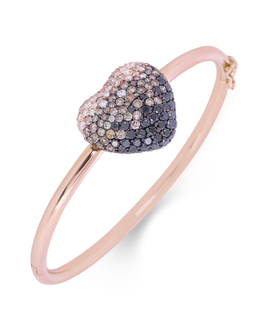 Ombre Disco Heart Diamond Bracelet in 18K Rose Gold