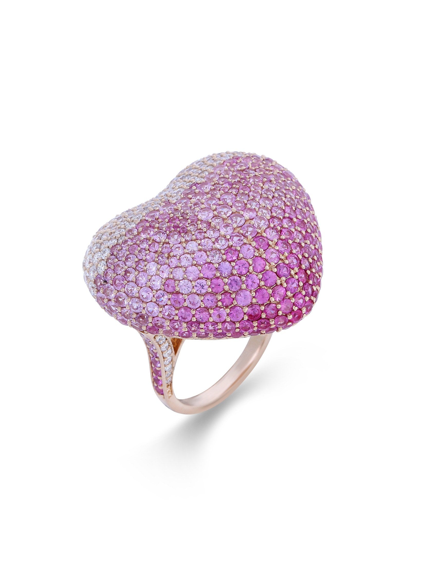 Strawberry Disco Heart Diamond Ring in 18K Gold